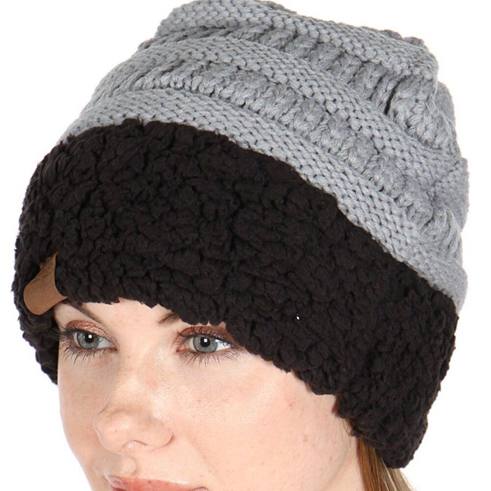 Womens Heimish USA Beanie Cap Winter Chill Sherpa Fleece Cozy Cuff Knit Hat